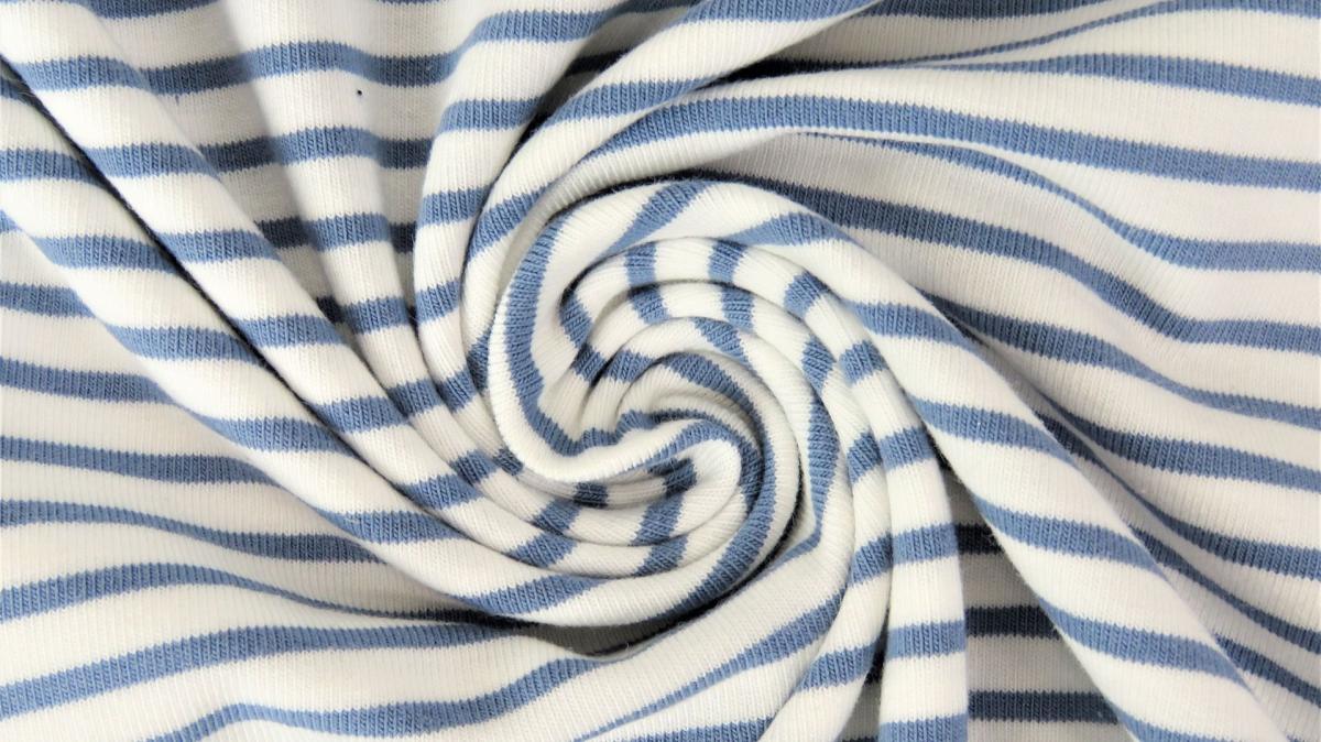 Jersey "schmale Streifen" weiß / jeansblau