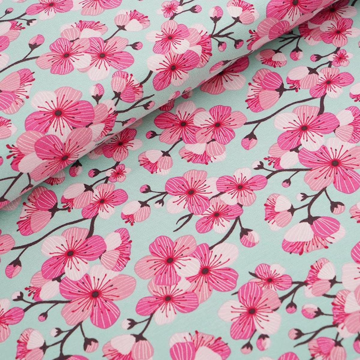 Bio-Jersey "Kirschblüte" by Stoffonkel mint
