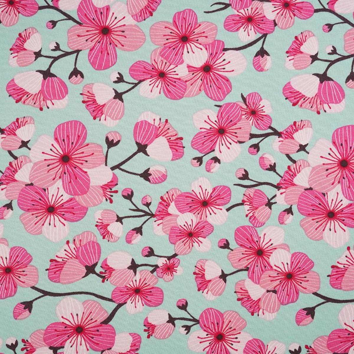 Bio-Jersey "Kirschblüte" by Stoffonkel mint