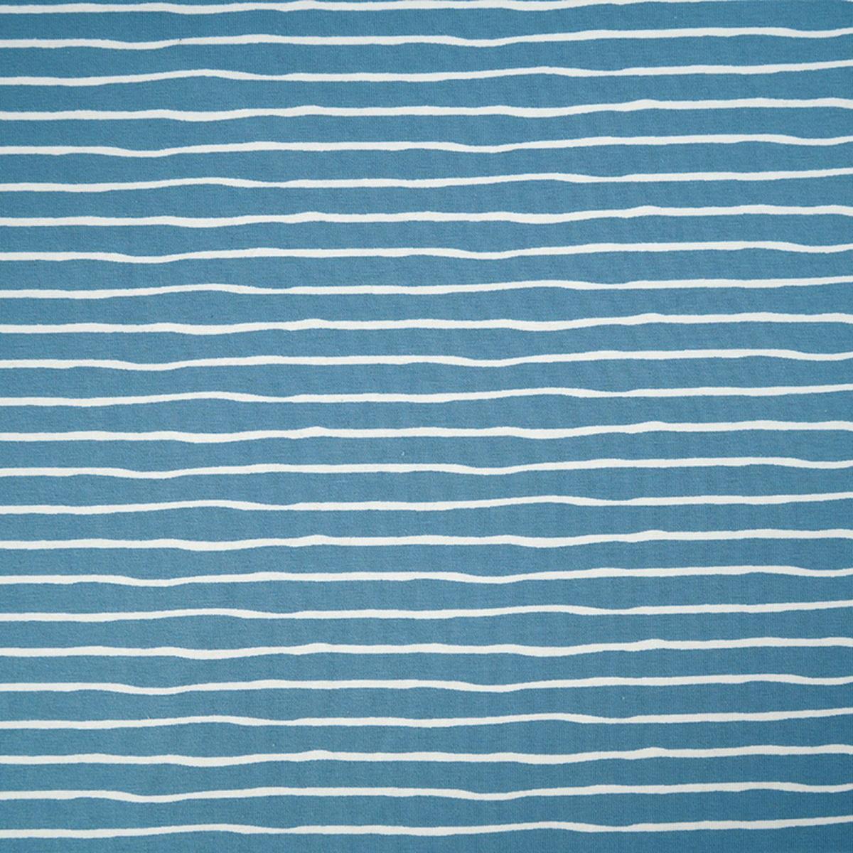 Bio-Jersey "Good Vibes" Wellenstreifen by Stoffonkel - beach house blau