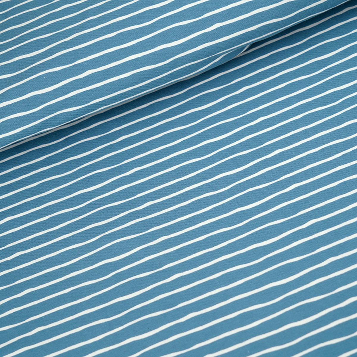 Bio-Jersey "Good Vibes" Wellenstreifen by Stoffonkel - beach house blau