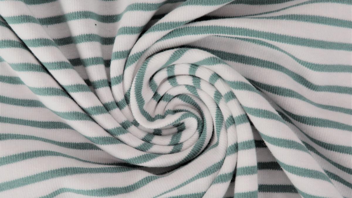 Jersey "schmale Streifen" weiß / altmint