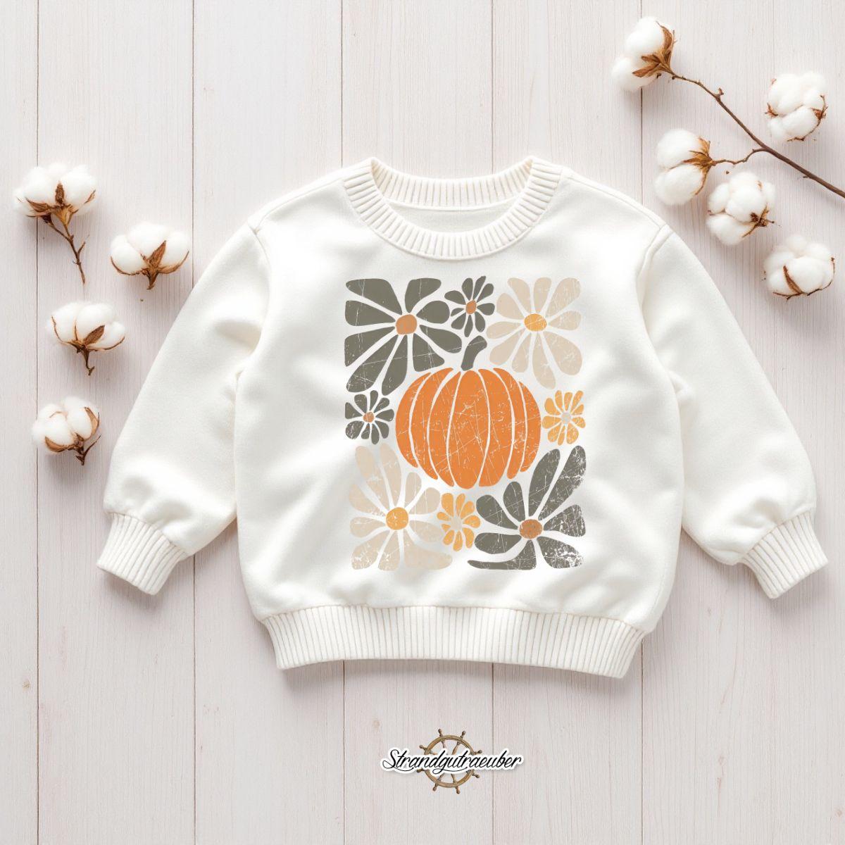 Buegelbild Kürbis mit Blumen