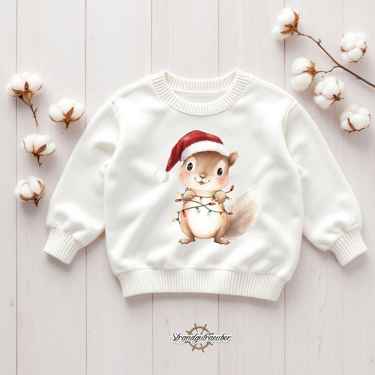 Buegelbild Eichhörnchen mit Lichterkette