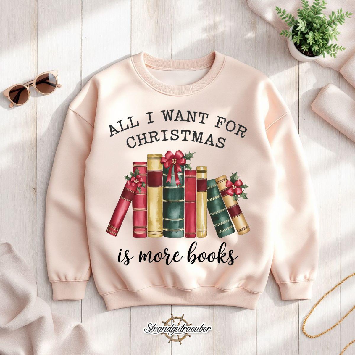 Buegelbild All I want for Christmas is more books