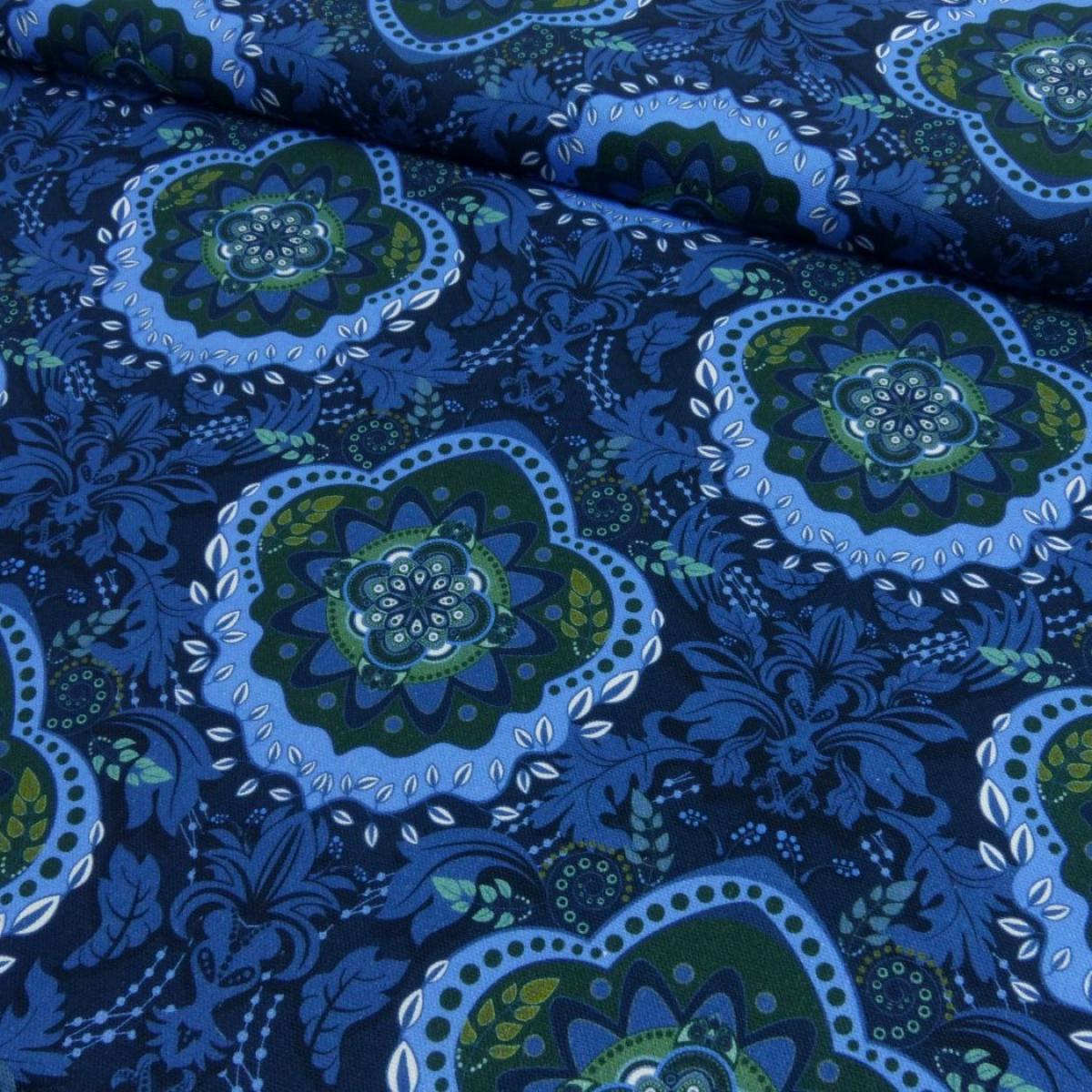 Canvas Stoff Mandala Blau Grün