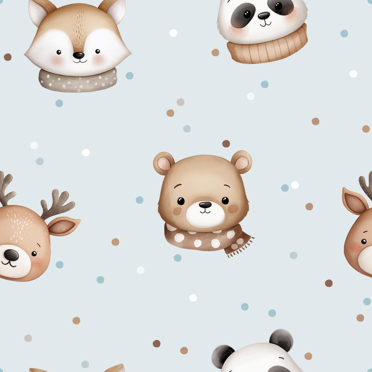 Wintertiere hellblau Bio Jersey & French Terry – Fuchs Bär Reh Panda