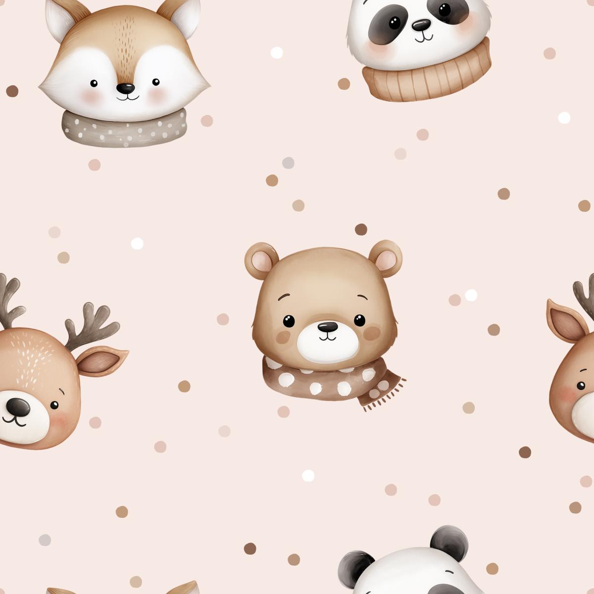 Wintertiere rosa Bio Jersey & French Terry – Fuchs Bär Reh Panda