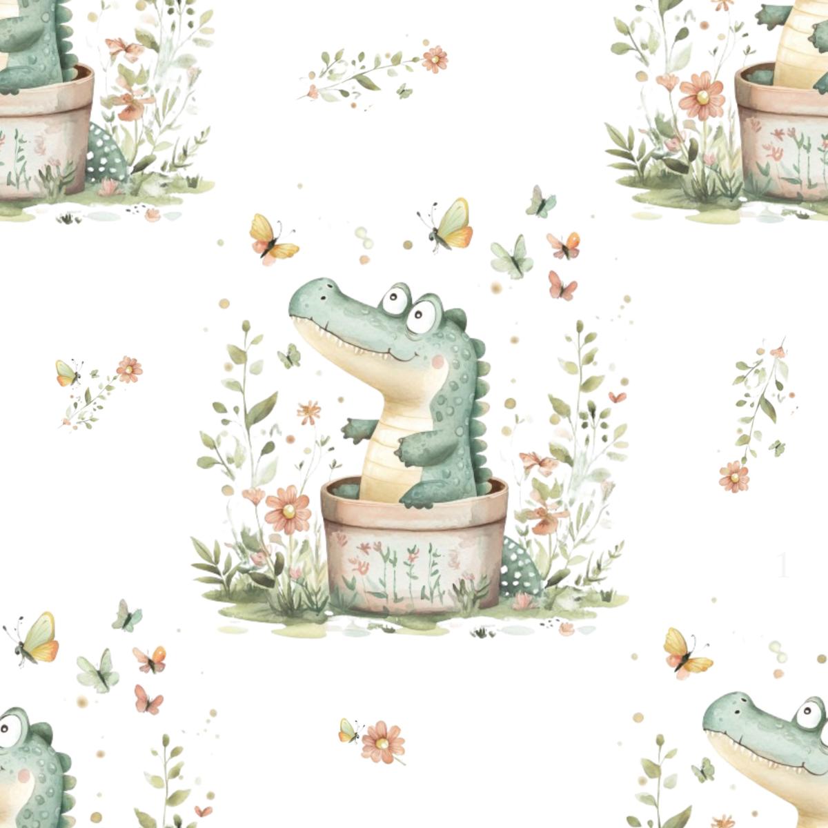 Kroki, das Krokodil (weiß) - Bio Jersey / Bio French Terry - Vorbestellung!!!