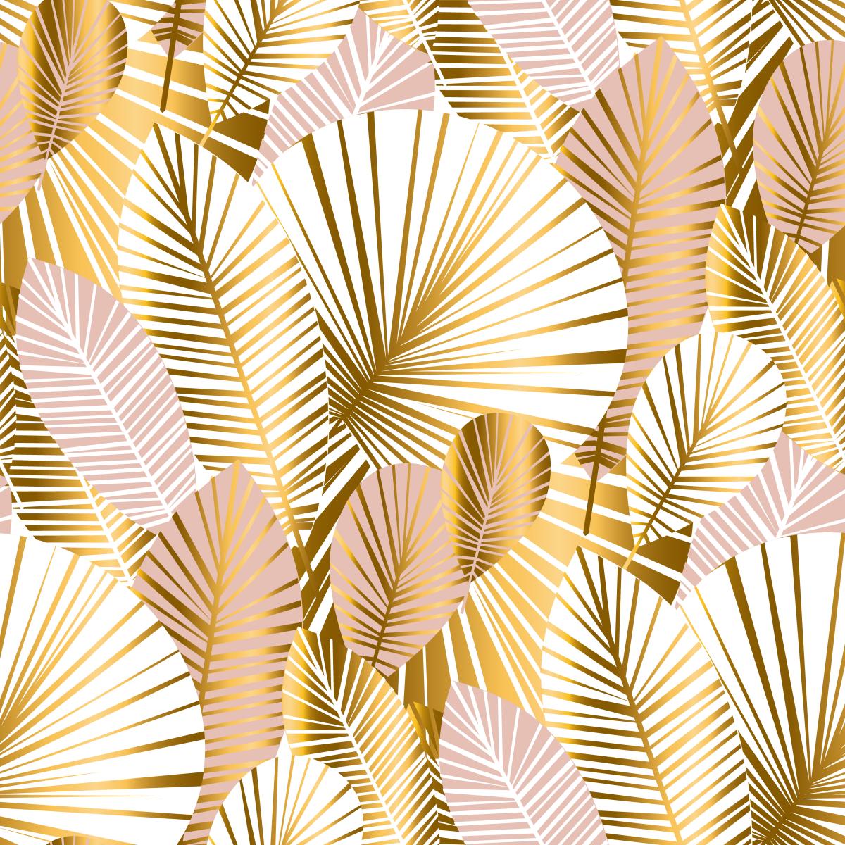 Golden Sun Bio Jersey und Bio French Terry mit Palmenwedeln in Gold Honig und Rosé