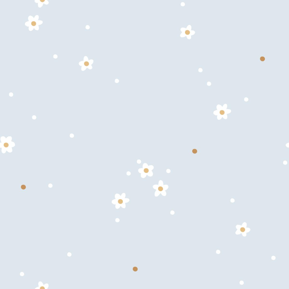 Tiny Flowers hellblau Bio Jersey und Bio French Terry mit kleinen weißen Blüten