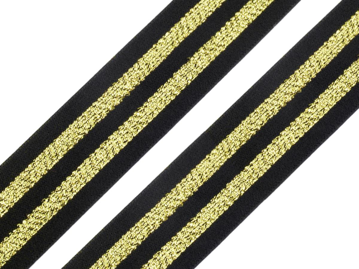 Gummiband schwarz/gold  40mm Breite