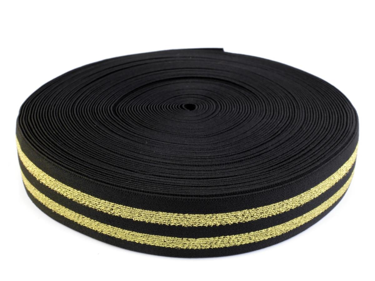 Gummiband schwarz/gold  40mm Breite