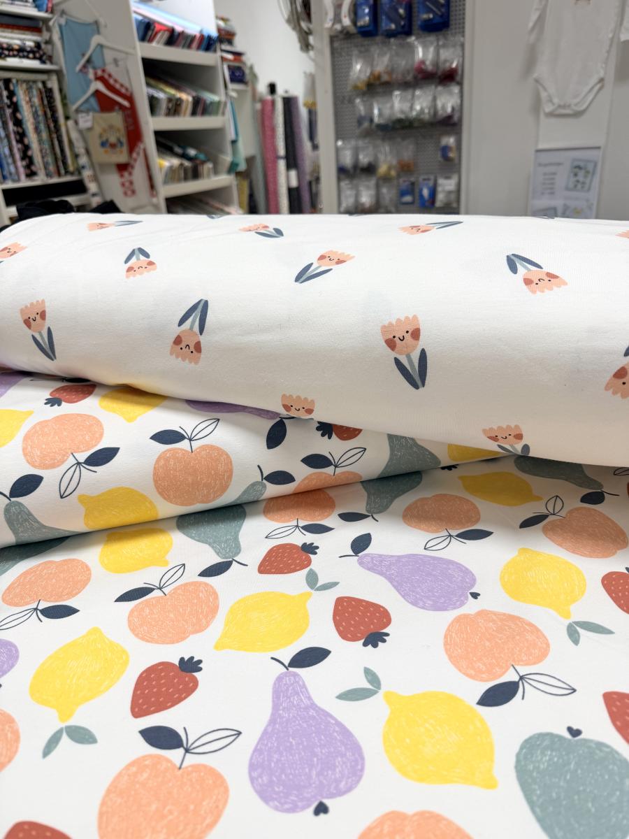 French Terry Obst - Birne - Zitrone - Äpfel