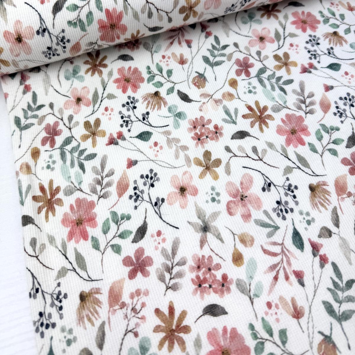 Rippjersey Wildblumen - Pastell