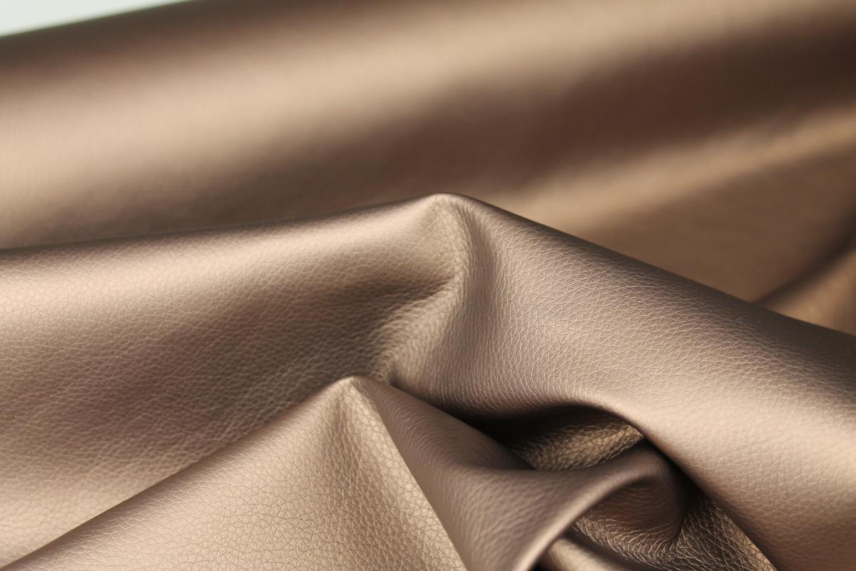 Kunstleder metallic - schokobraun