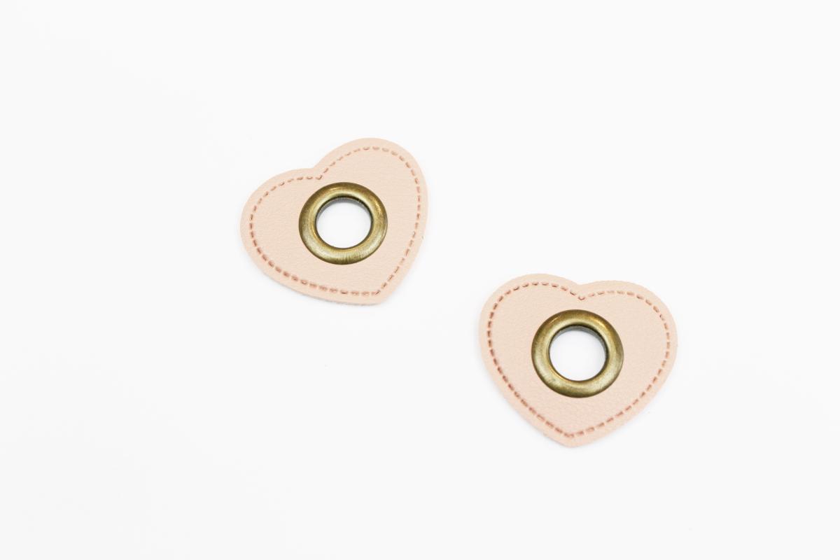 Ösenpatches Kunstleder "Herz" -  rosa