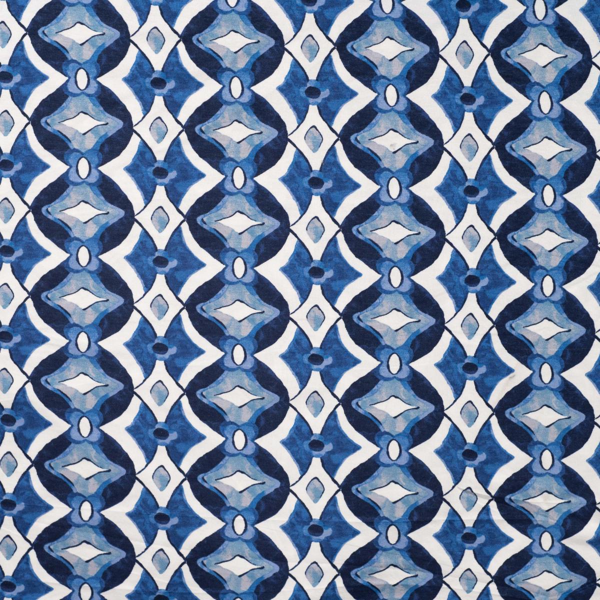 Weicher Viskosejersey Ethno Design blau als Meterware