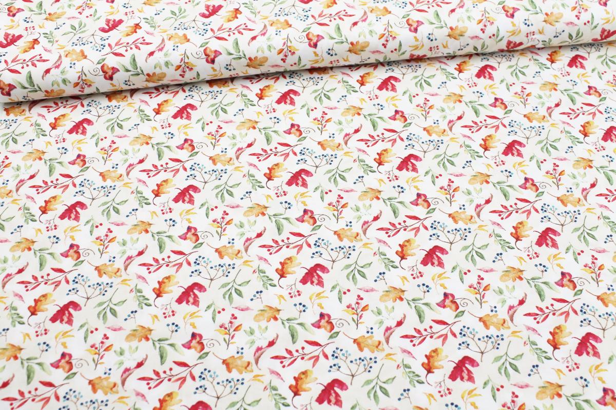 Patchworkbaumwolle „Autumn Day“ Blätter beige by Nancy Mink