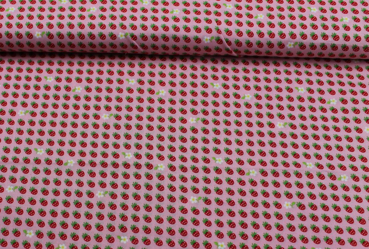 Patchworkbaumwolle „Petite Classics“ Erdbeeren rosa by Sevenberry