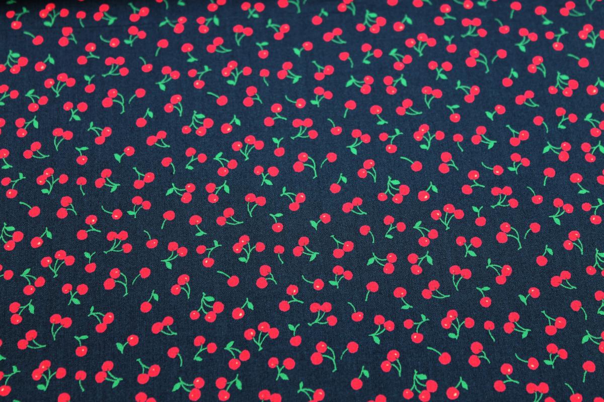 Patchworkbaumwolle „Petite Classics“ Kirschen dunkelblau by Sevenberry