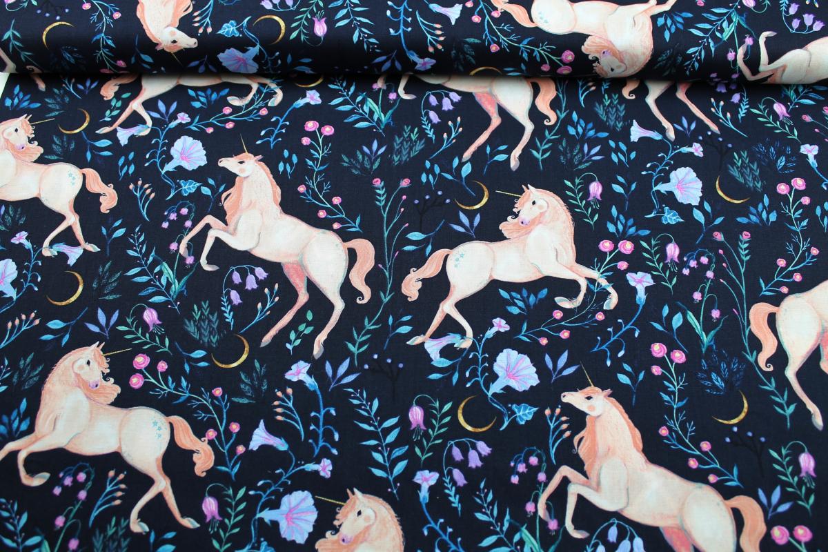 Patchworkbaumwolle „Unicorn Meadow“ Einhörner DC9656