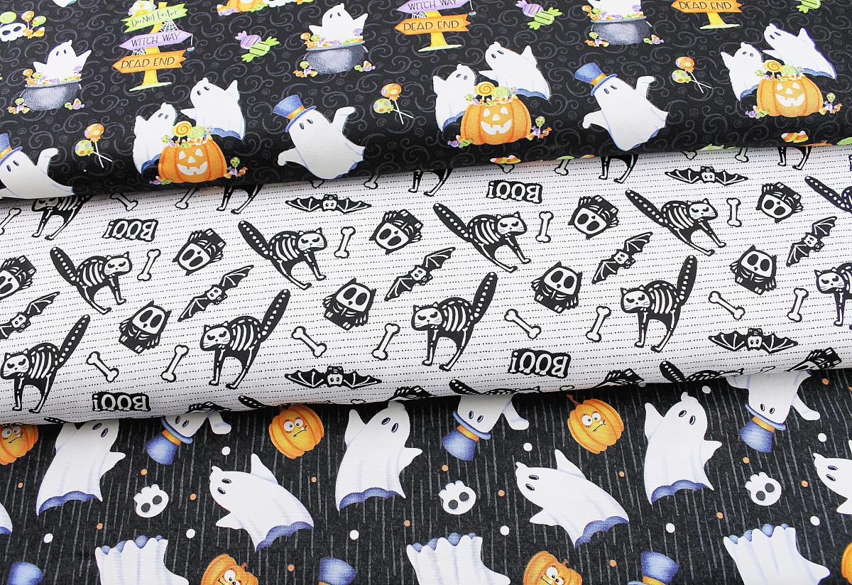 Patchworkbaumwolle „Glow Ghosts“ by Shelly Comiskey – Skelett