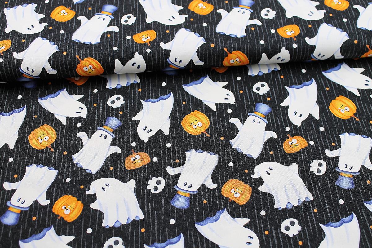 Patchworkbaumwolle „Glow Ghosts“ by Shelly Comiskey – Geister und Kürbisse