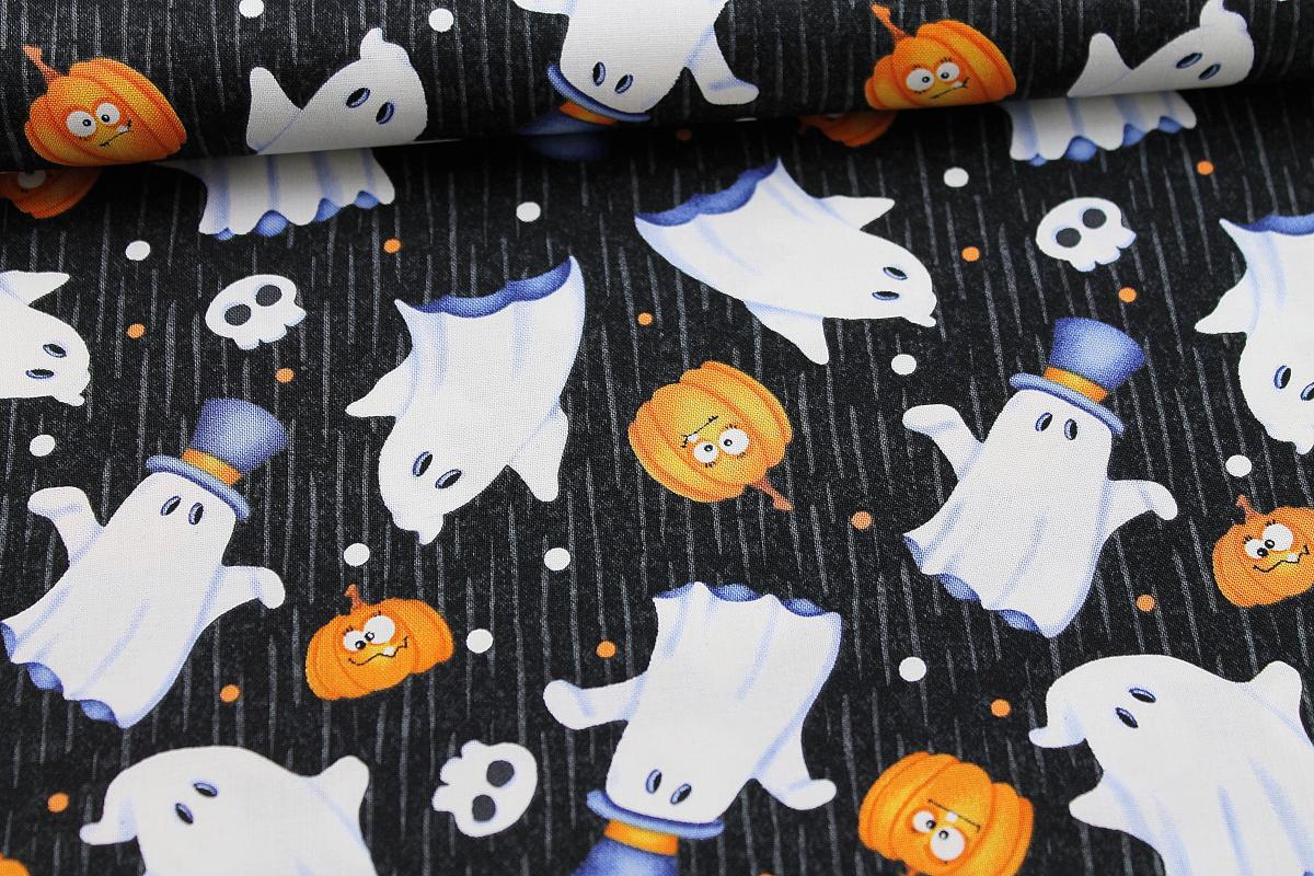 Patchworkbaumwolle „Glow Ghosts“ by Shelly Comiskey – Geister und Kürbisse„Glow Ghosts“ by Shelly Comiskey – Skelett