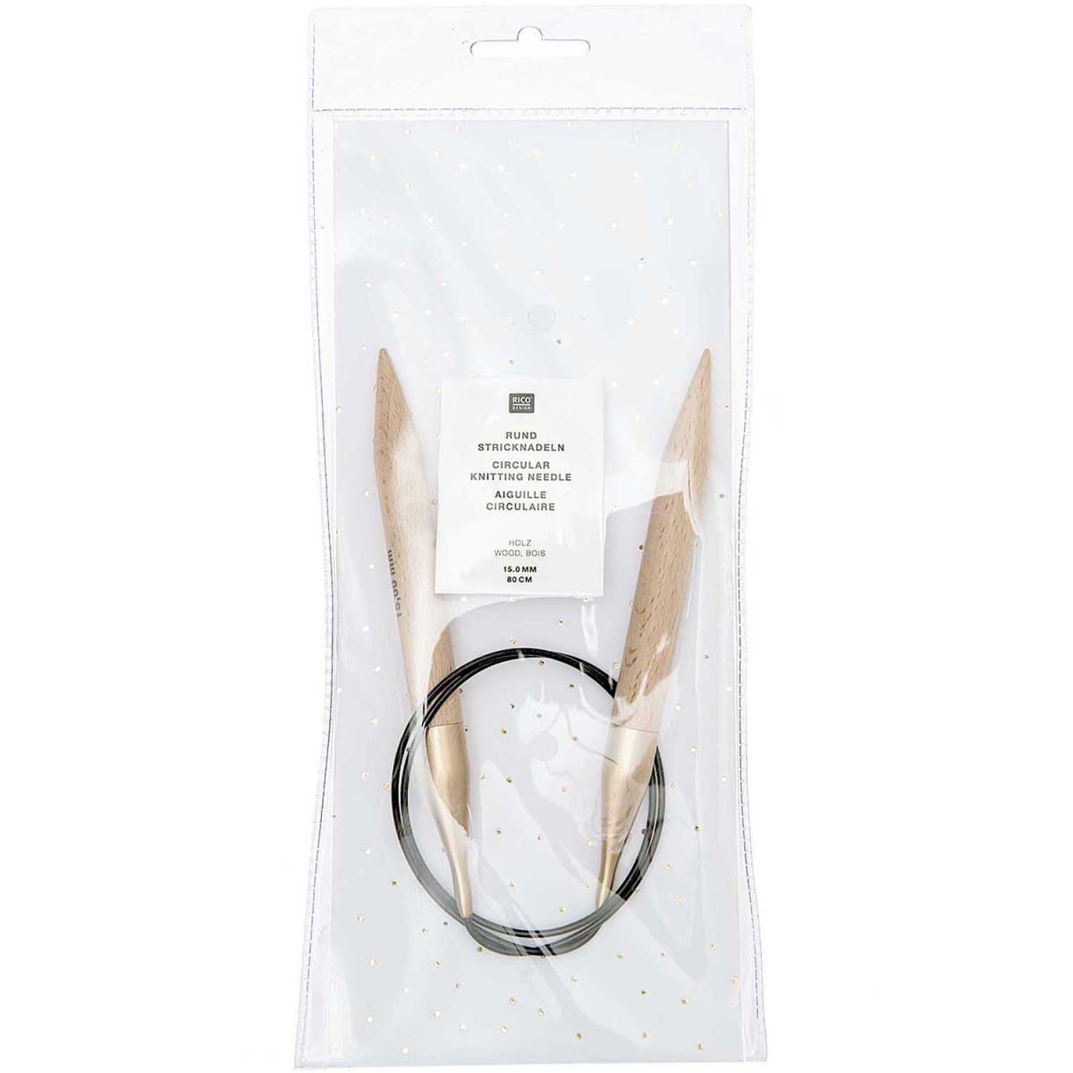 Rico Design Rundstricknadel Holz 15mm 80cm