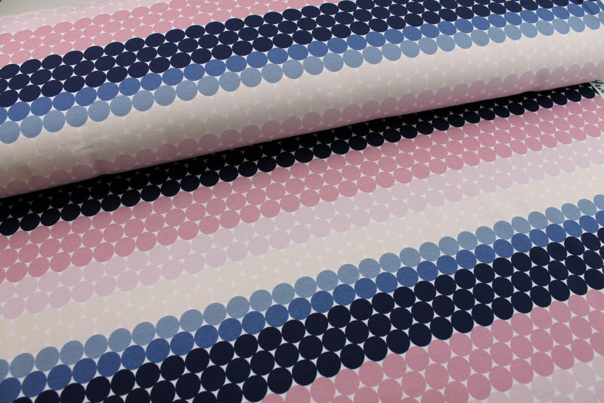French Terry „Dots“ - rosé/blau
