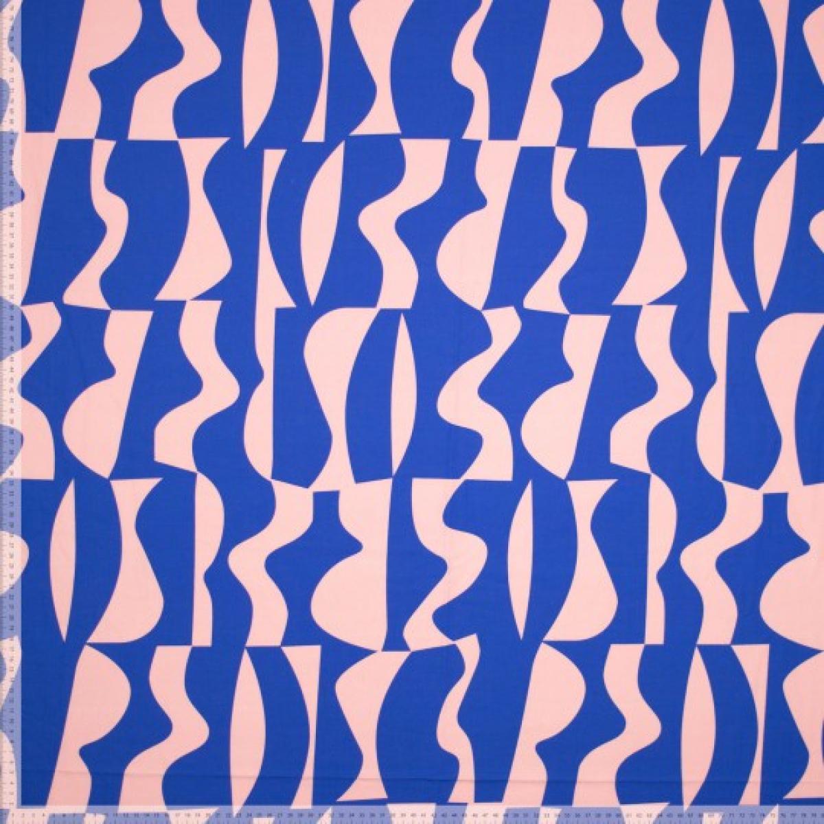 Poplin leichte Webware  "Abstract" blau, rosa für Blusen und Kleider
