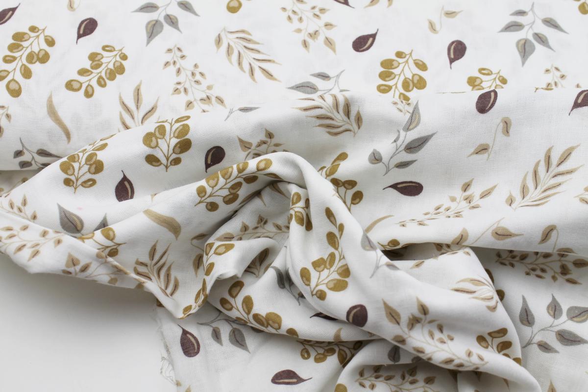 Musselin „Zweige" beige braun