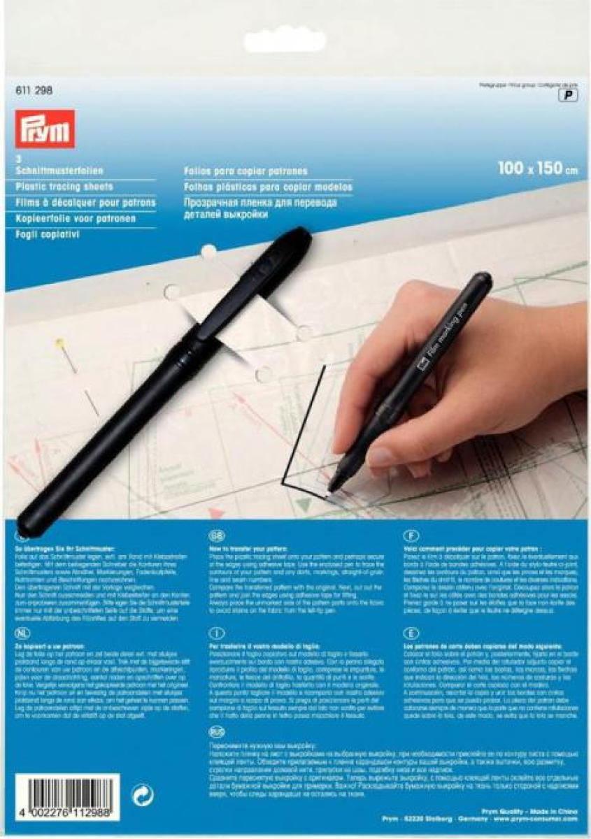 Schnittmusterfolie mit Stift von Prym