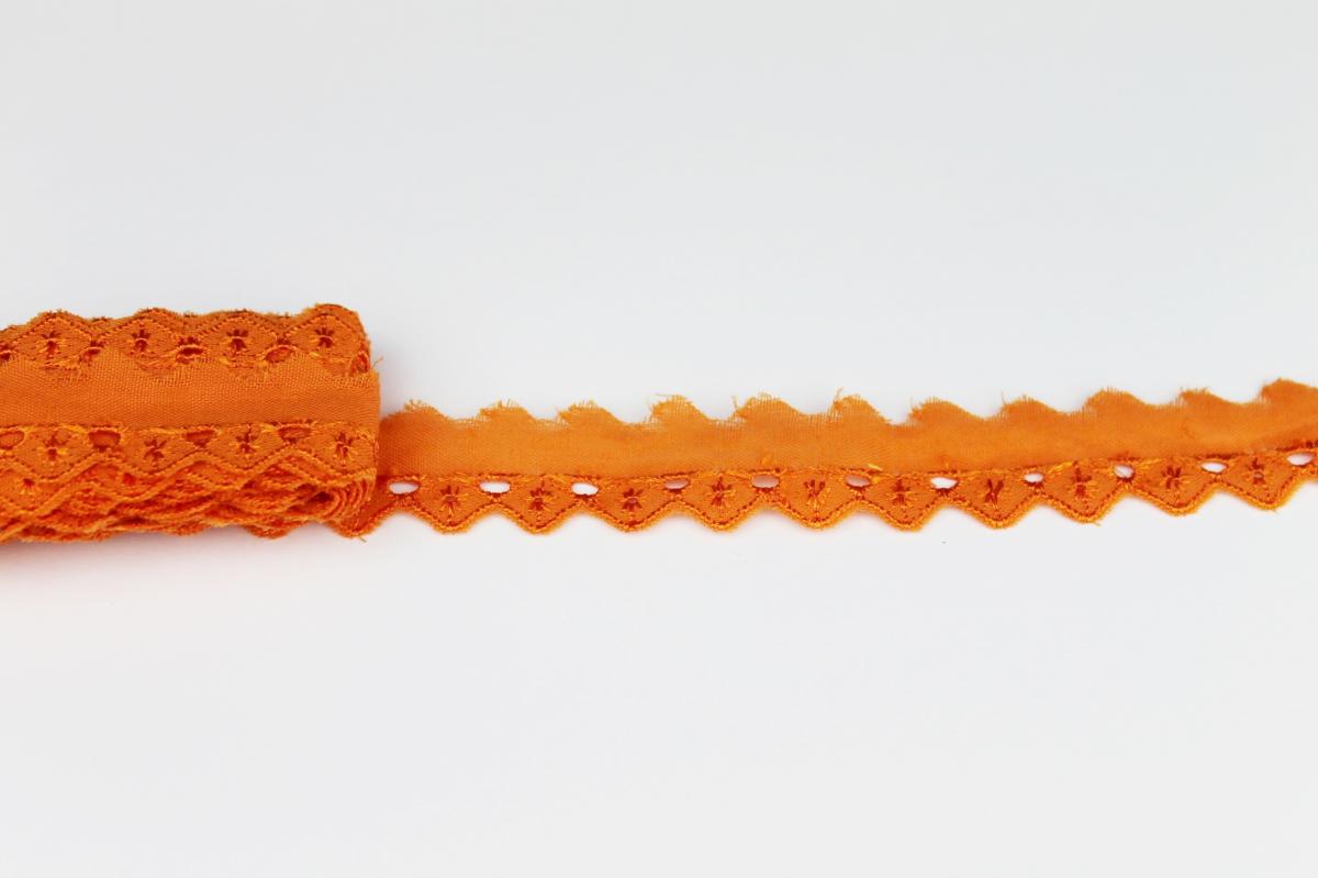Spitze mit Lochstickerei 2,5cm - orange