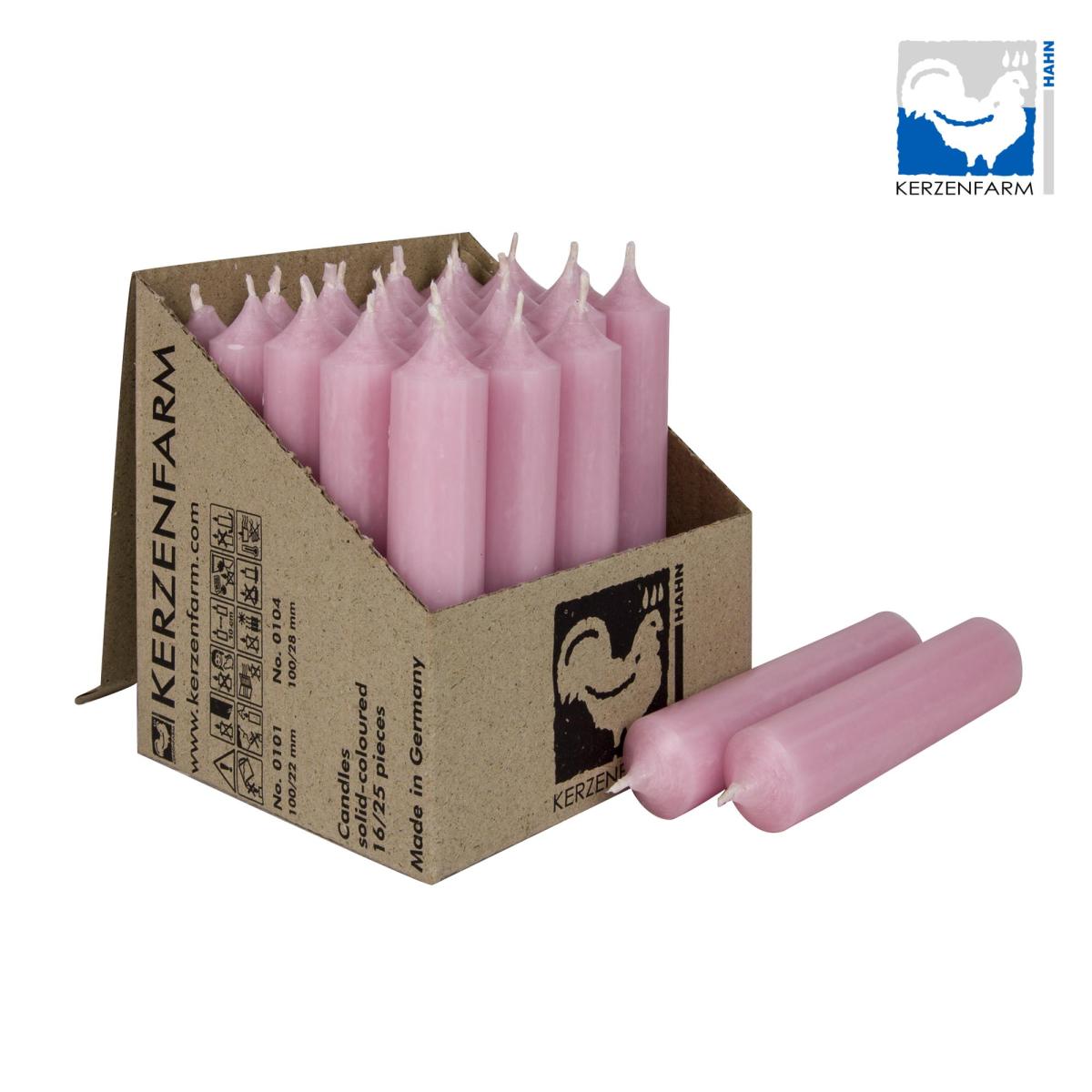 Stabkerze - pastellrosa 10cm lang - 22mm Durchmesser