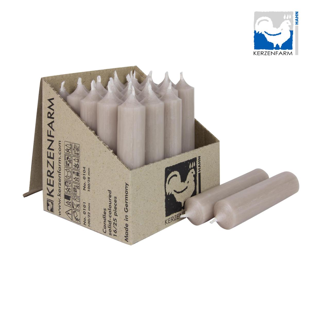 Stabkerze - taupe 10cm lang - 22mm Durchmesser