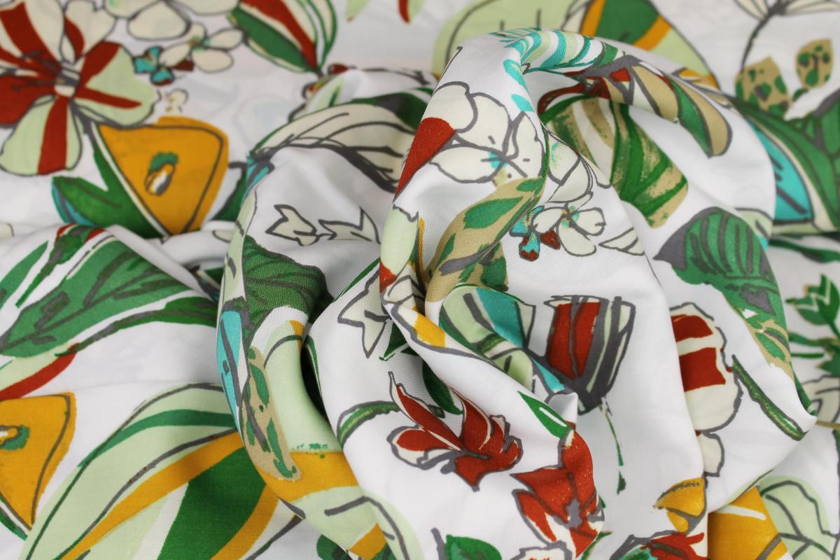 Viskose „Jungle Leaves“ ecru