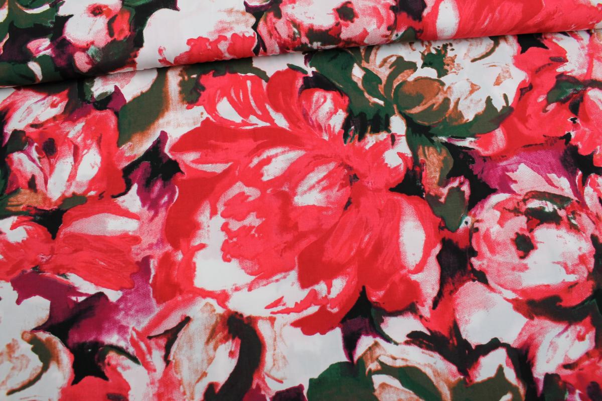 Viskose "Big Flowers" - rot