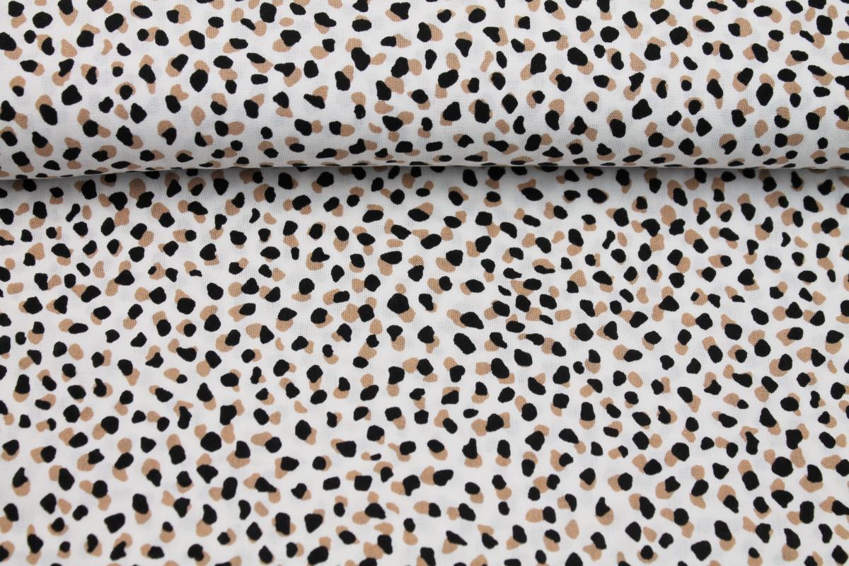 Viskose Twill „Funky Dots" - weiß