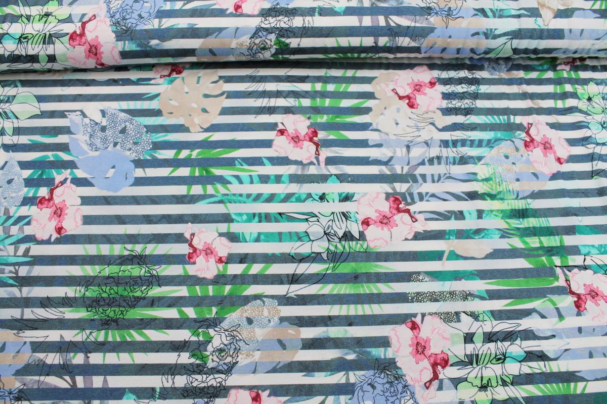 Viskosejersey "Hawaii Hibiskus"