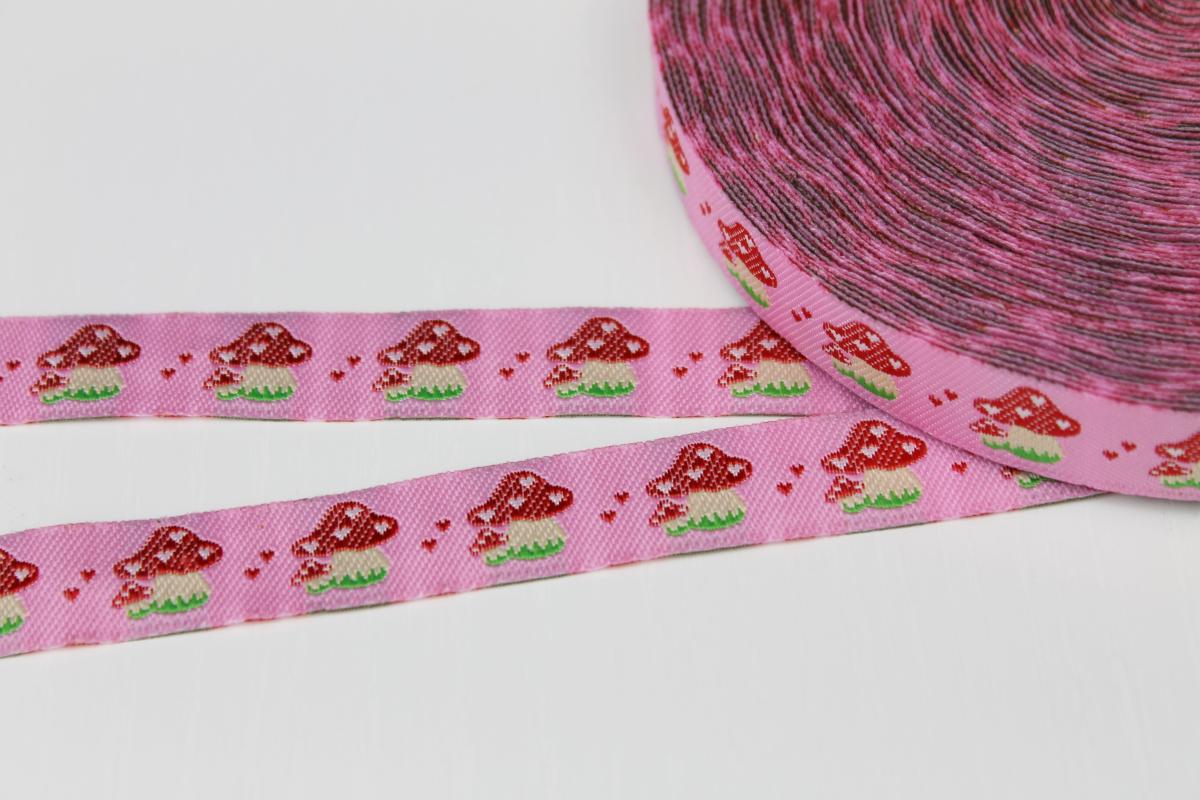 Webband Fliegenpilz - rosa