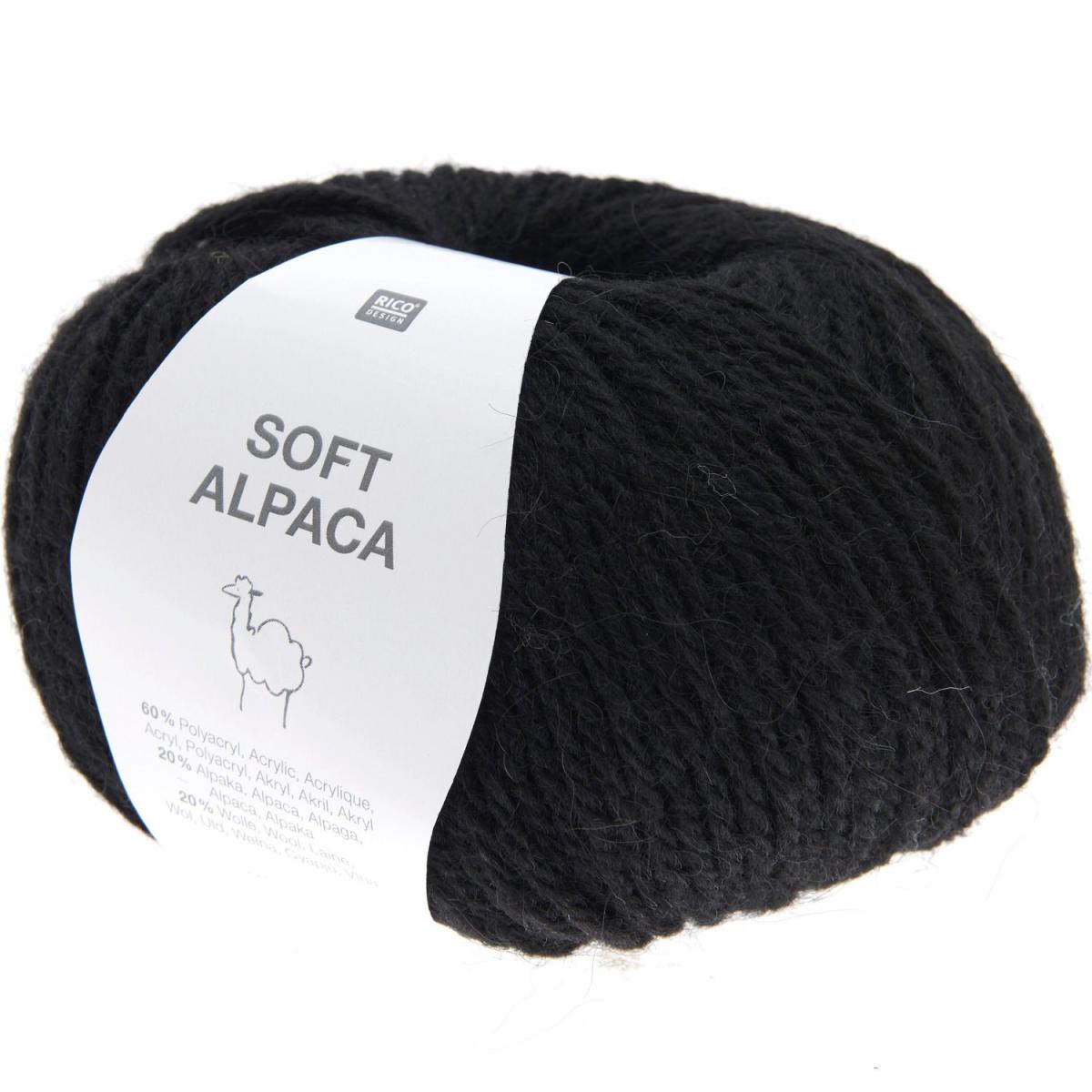 Rico Design Soft Alpaca Wolle Schwarz 014 50g 125m
