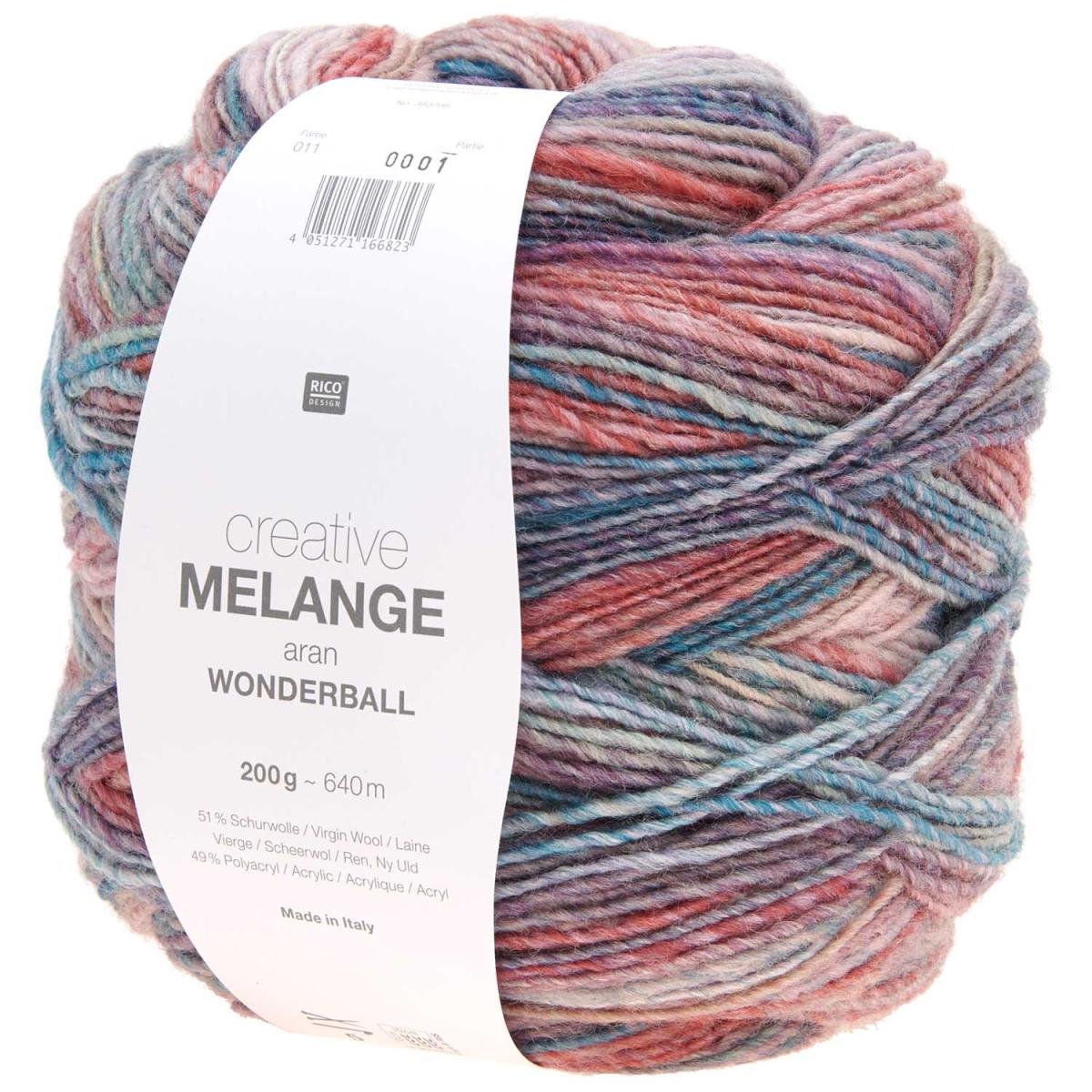 Rico Design Creative Melange aran Wonderball 200g 640m mauve-efeu