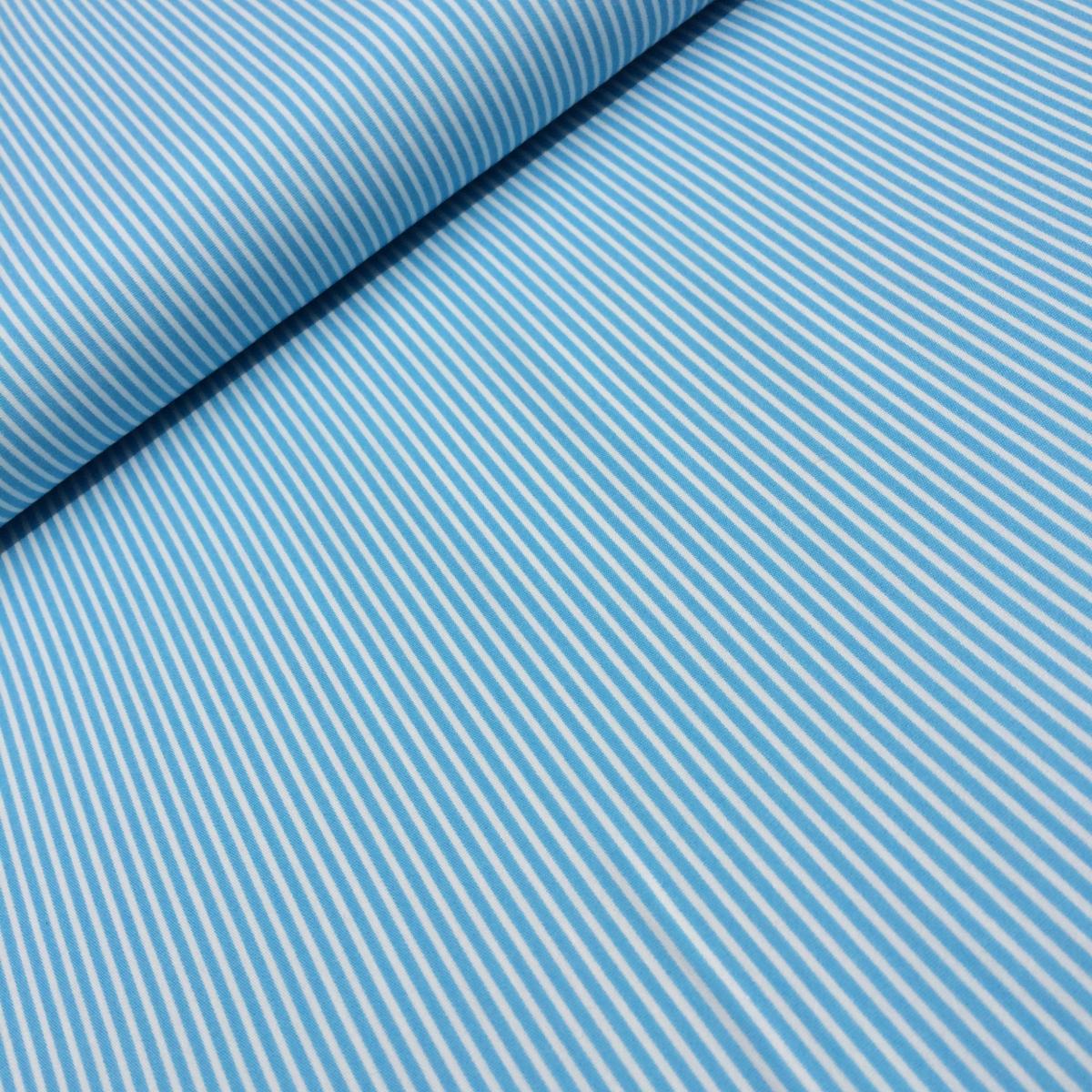 Feine Popeline - hellblau/weiß gestreift
