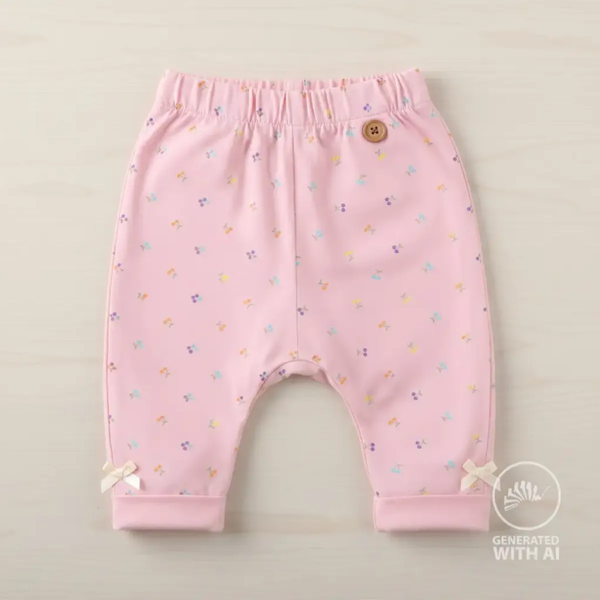 Baumwolljersey mti Kirschen als Babyhose vernäht