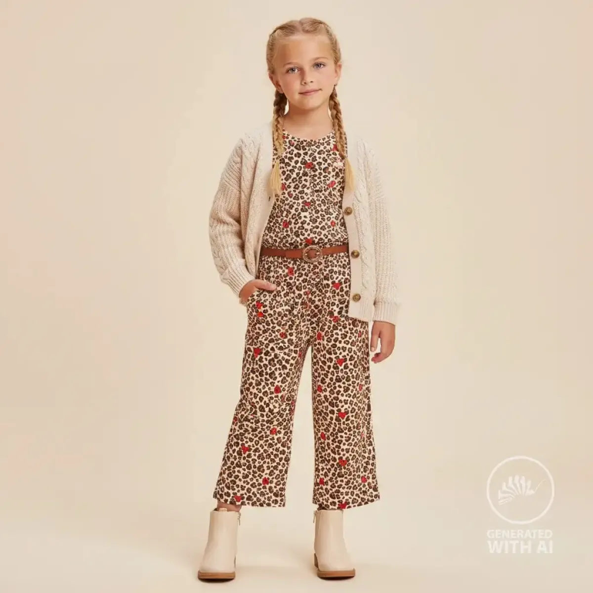 Kinderstoff Leo Herzen rot Detail