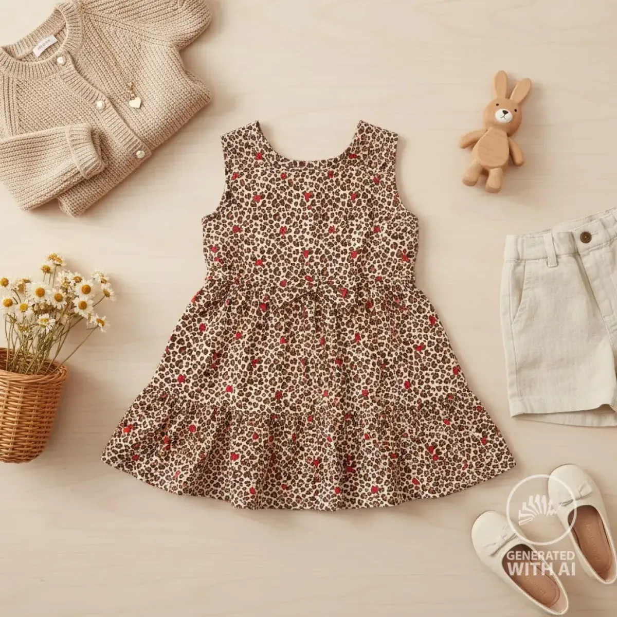 Jersey Stoff Leo Muster mit Herzen elastisch