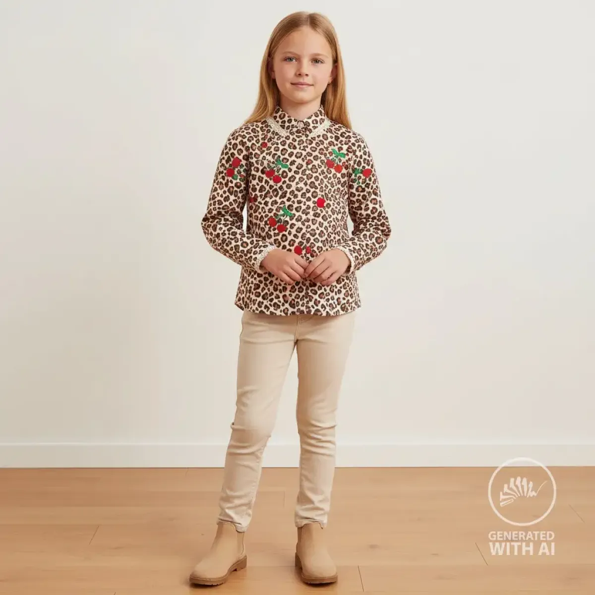 Kinderstoff Leo Kirschen rot Detail