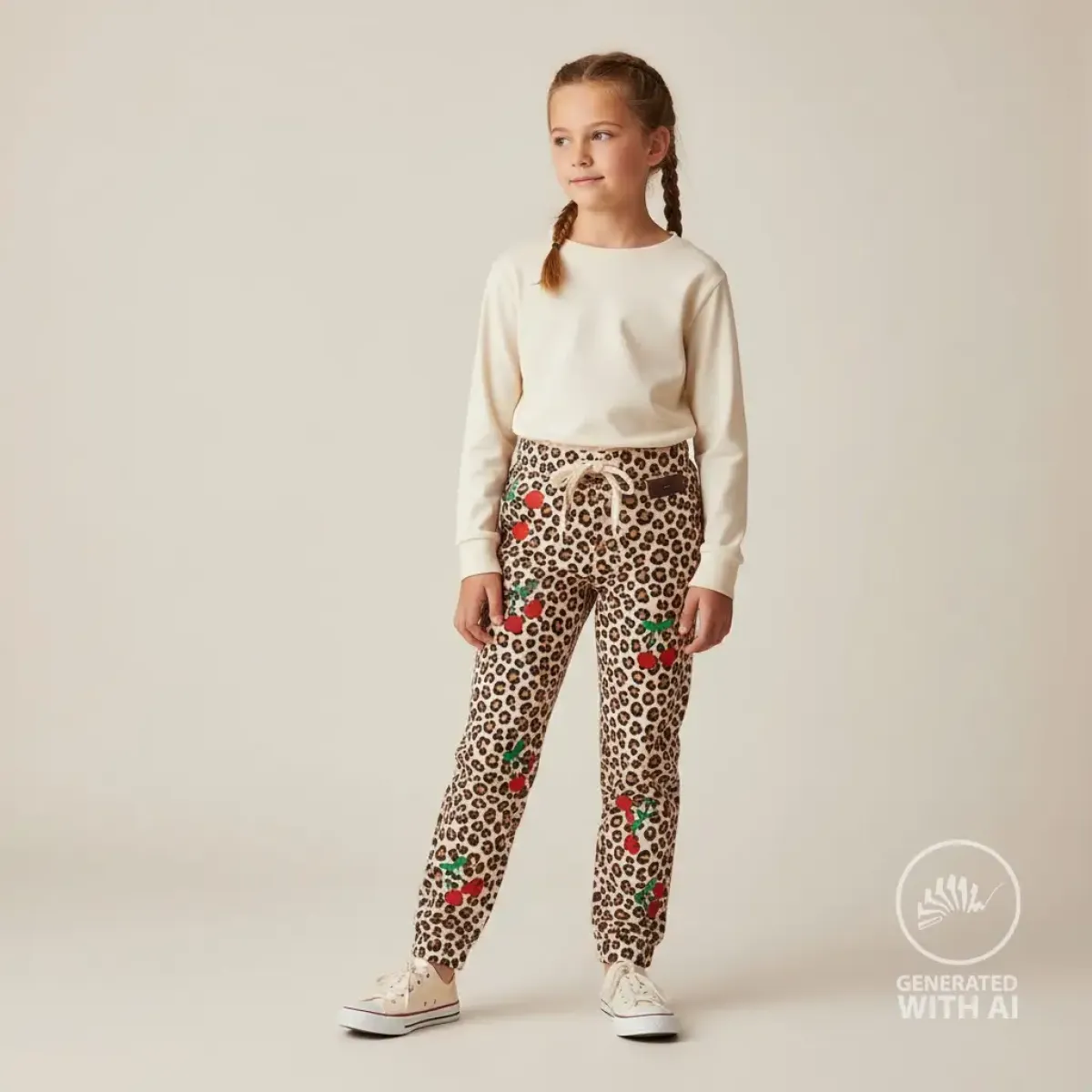 Baumwolljersey Animal Print Kirschen Meterware